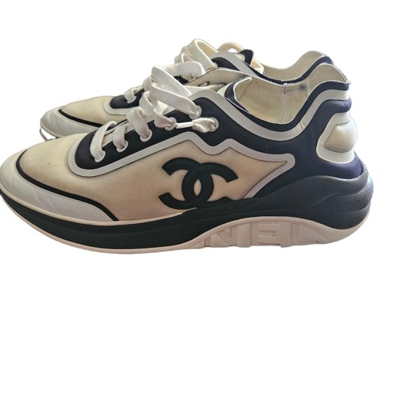 CHANEL Other - Chanel Mesh Logo Lycra Thermoplastic Sneakers Size 39 White/Black 6.5 us M 8.5 w